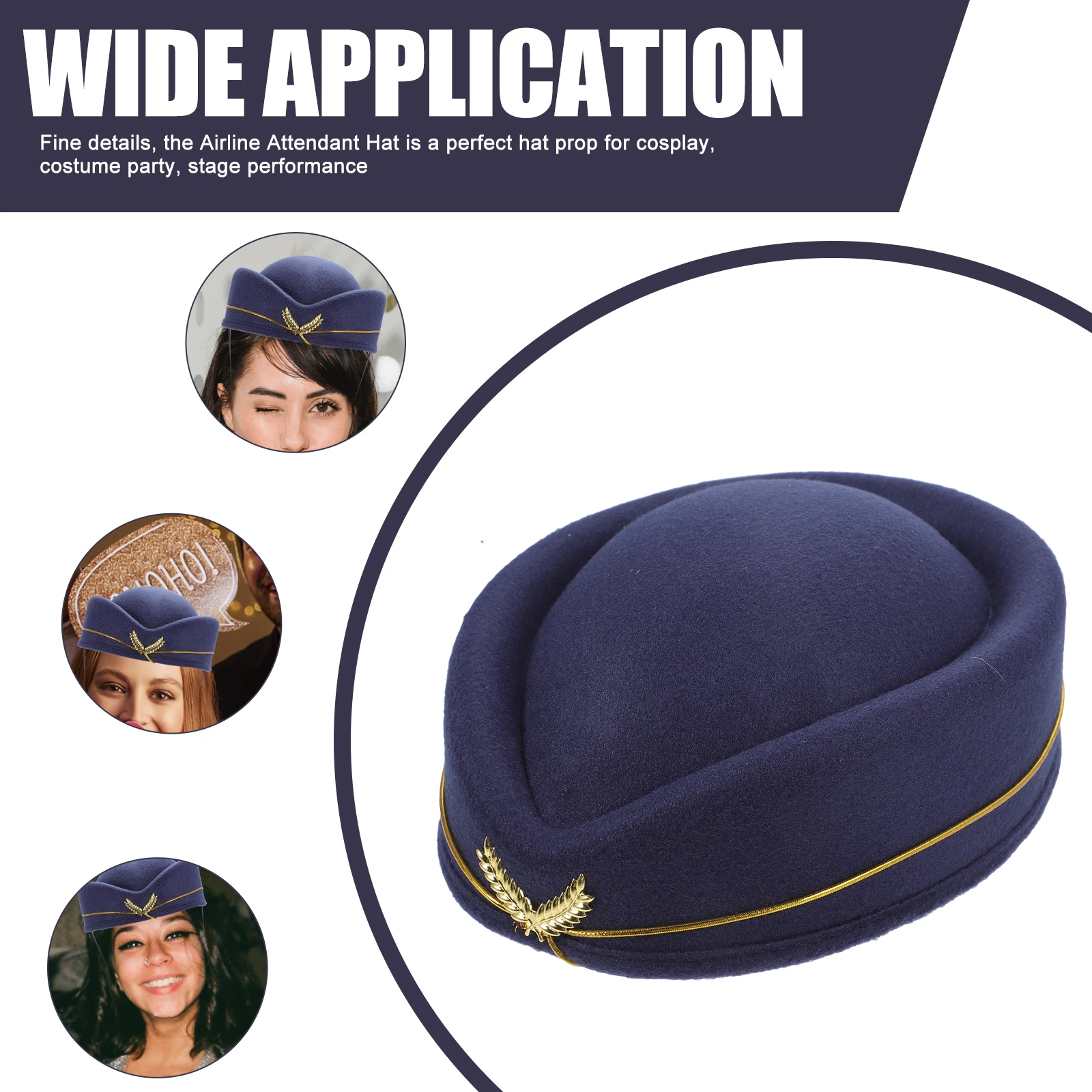 

Stewardess Hat Woolen Flight Attendant Caps Bright Color Easy Wear Comfortable Texture One Size Fits Cosplay Party Accessories