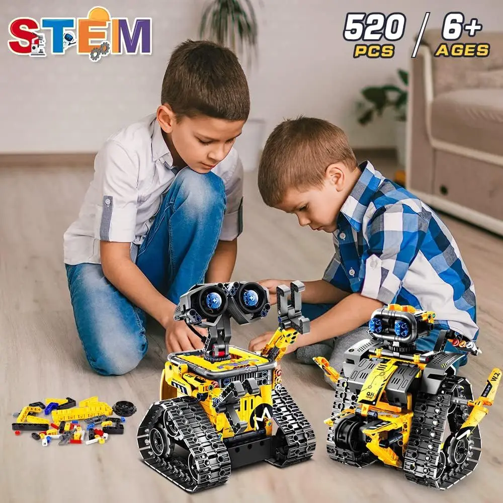 5-in-1 Remote & App-Controlled Robot Building Set for Kids - STEM Toys with 520 Pieces, Suitable for Ages 6-12+