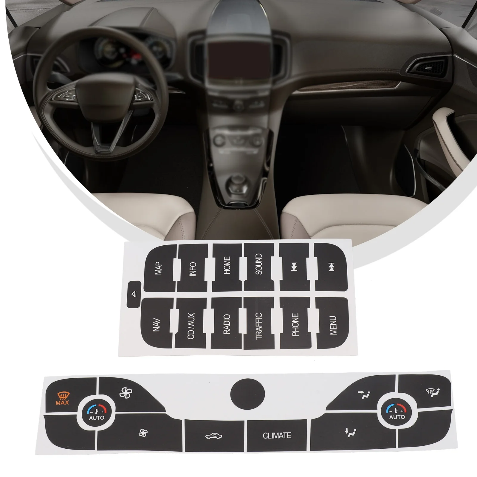 Black Overlay Reduced Light Penetration Repair Decal Sticker Repair Sticker Repair Black 2 Pieces Car Accessories