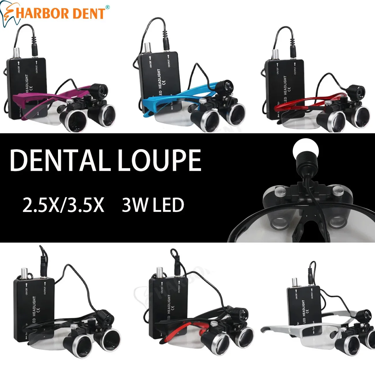 3W Dental Binocular Magnifier LED Headlight 2.5X /3.5X Ultra-lightweight Optical Loupes Dentistry Surgical Tool - Image 2