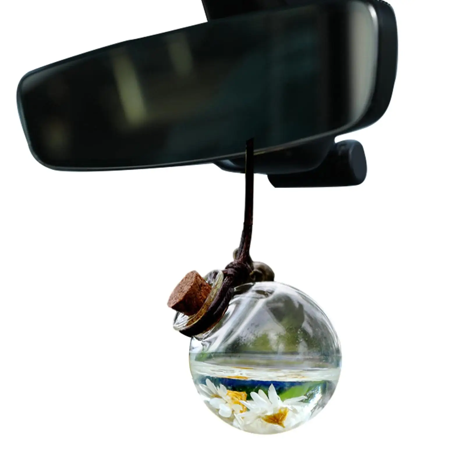 Car Hanging Diffuser Bottles Empty Glass Bottle With Flower Car Mirror Aromatherapy Fragrance Hanging Pendant Air Freshener