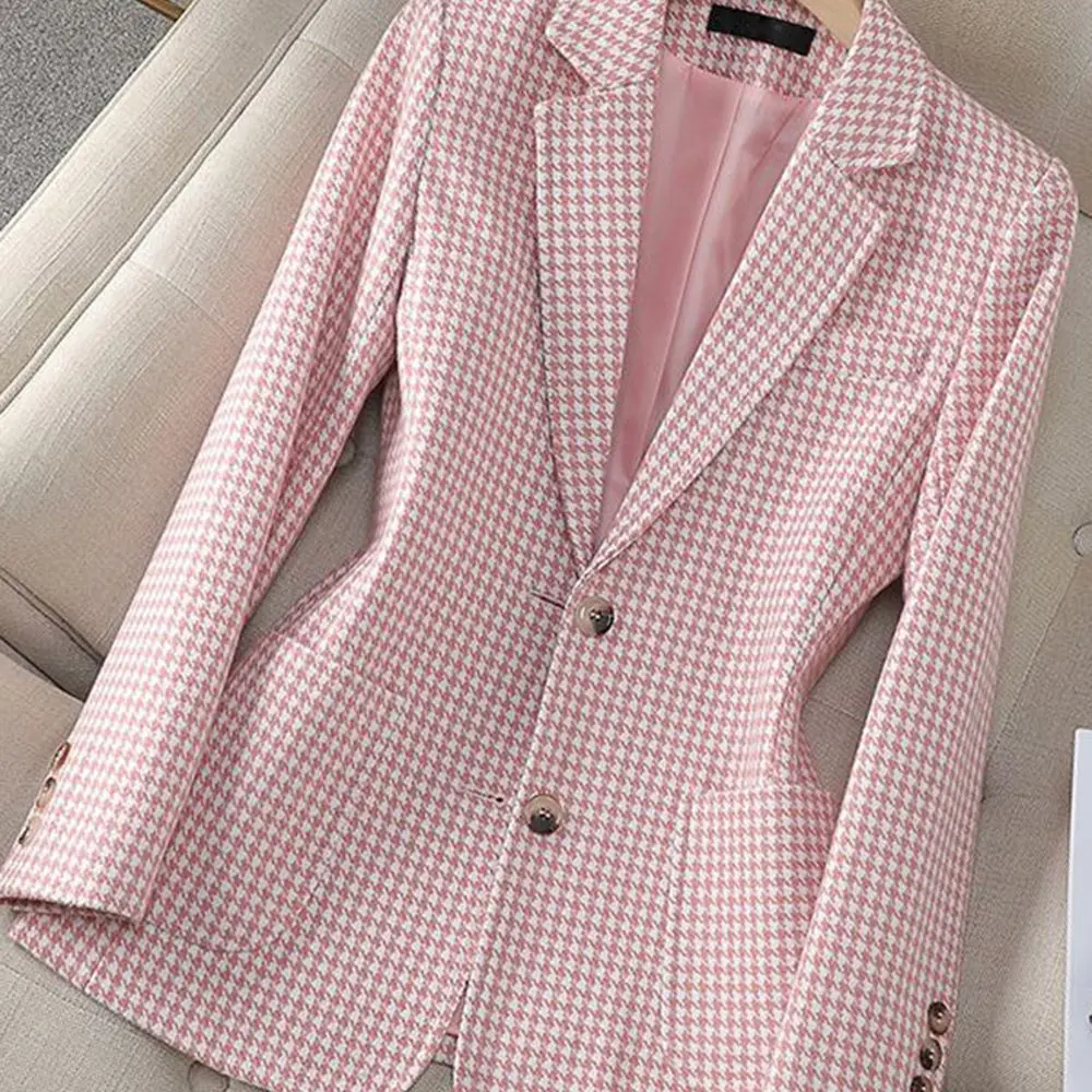 

Женские пиджаки, осень-зима, удобные шикарные элегантные модные повседневные пиджаки в клетку с длинными рукавами и отложным воротником 2023 года