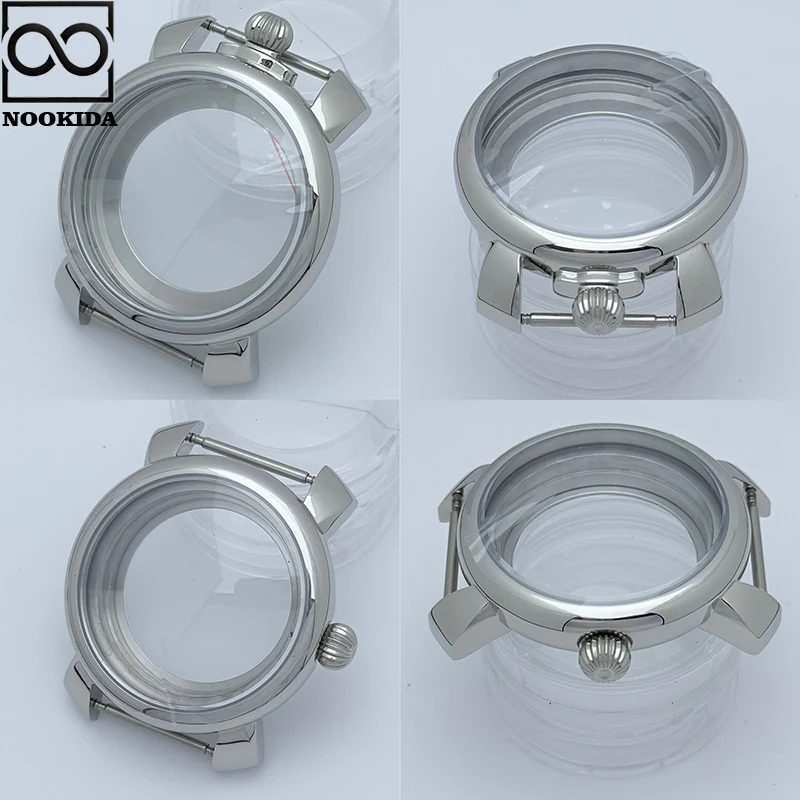 

NOOKIDA 40mm Watch Case Crown at 3/12 O'clock Mineral Glass Transparent Bottom Stainless Steel Case for NH35/NH36 Movement