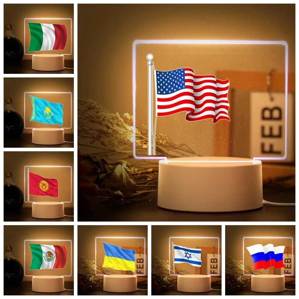 1 pc hot Modern national flag 3D Led Night Lamp For Bedroom Decor Light Christmas Gifts