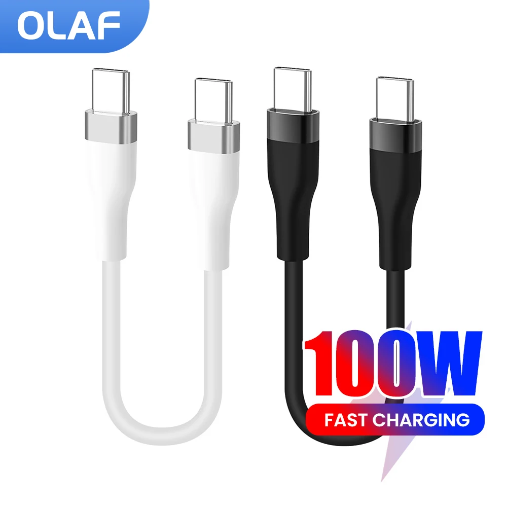 100W 0.25M 0.5M Short Cable Type C to Type C Cable Fast Charging Data Cord For Power Bank Wire For  iPhone 16 15 Sumsung Laptops