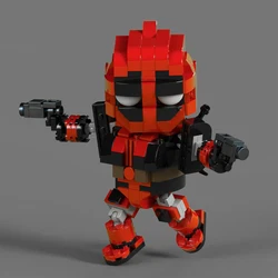 Moc Marvel Comics Fangtouzi Series Game Peripheral Robot Deadpool Children's Educational Custom Assembled Building Block Toys.