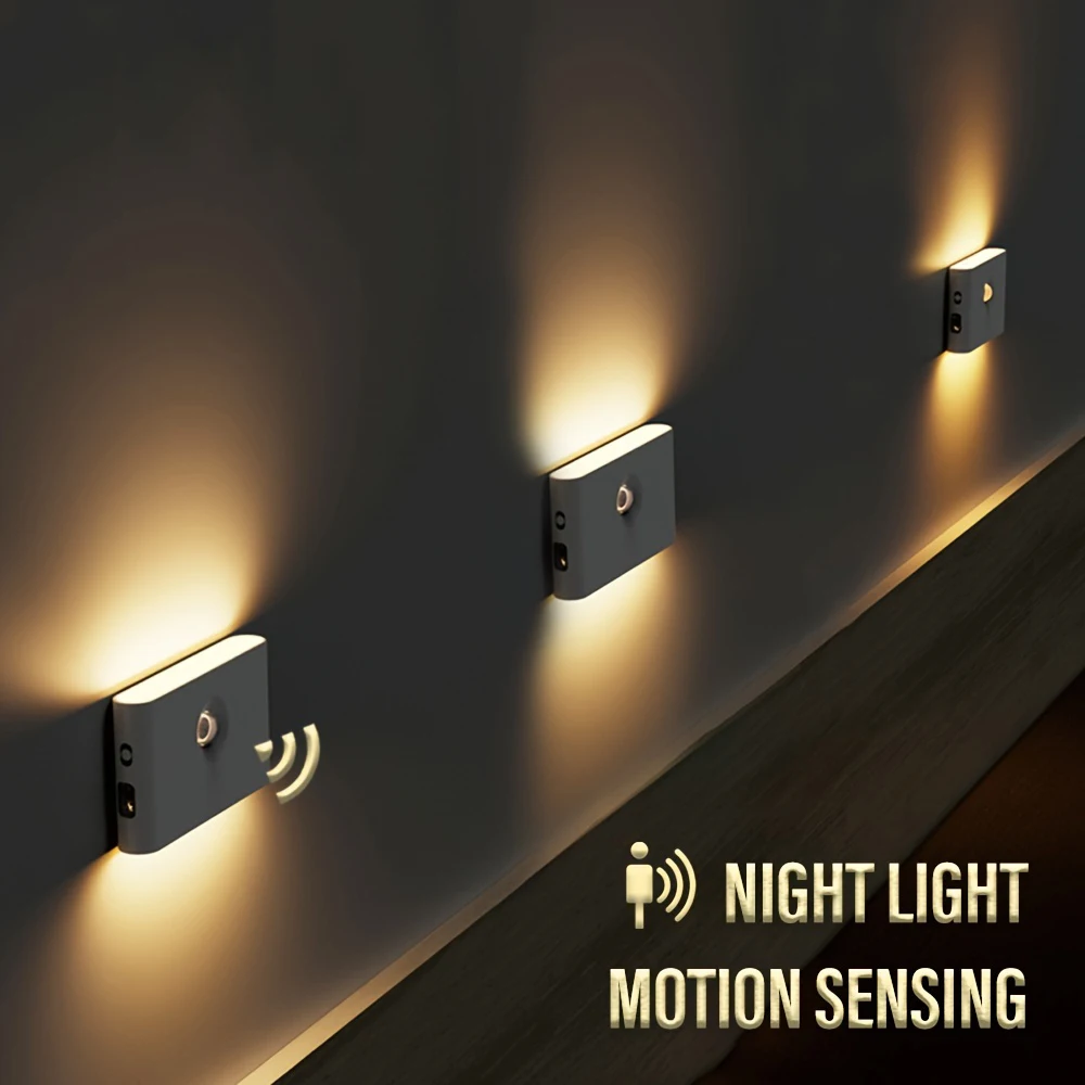 LED Smart Sensor Night Light Wireless USB Rechargeable Sensor Wall Light with Motion Sensor for Bedroom, Hallway