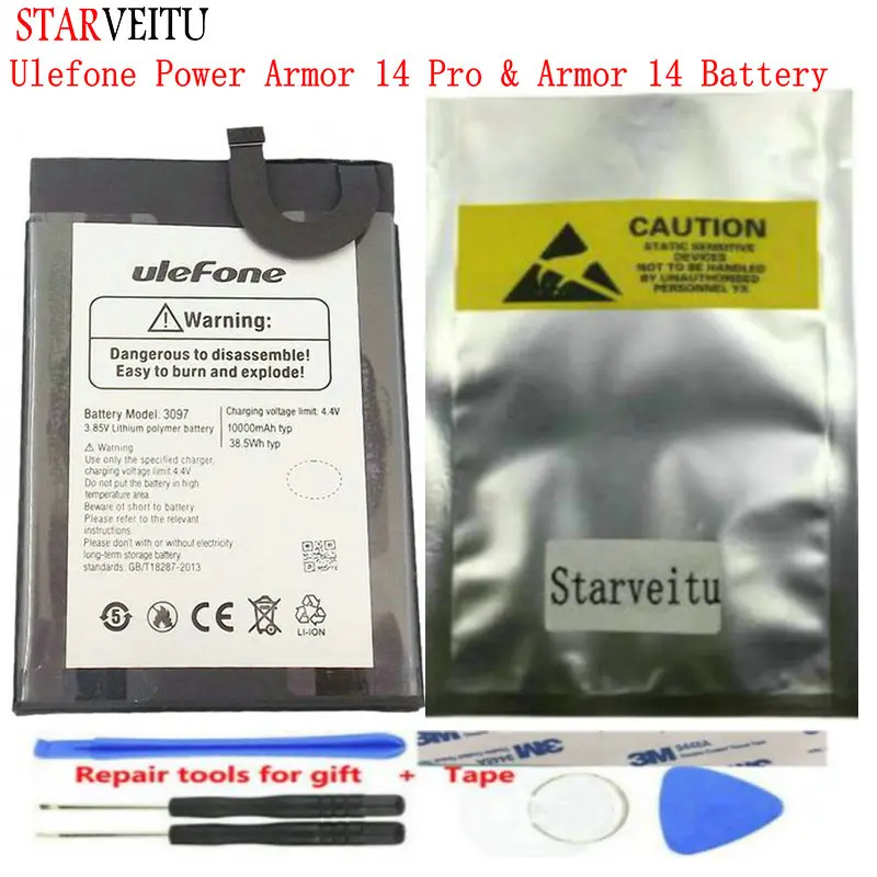 Original Rugged Waterproof Battery for Ulefone Power Armor 14 Pro, 10000mAh, 6.52 \