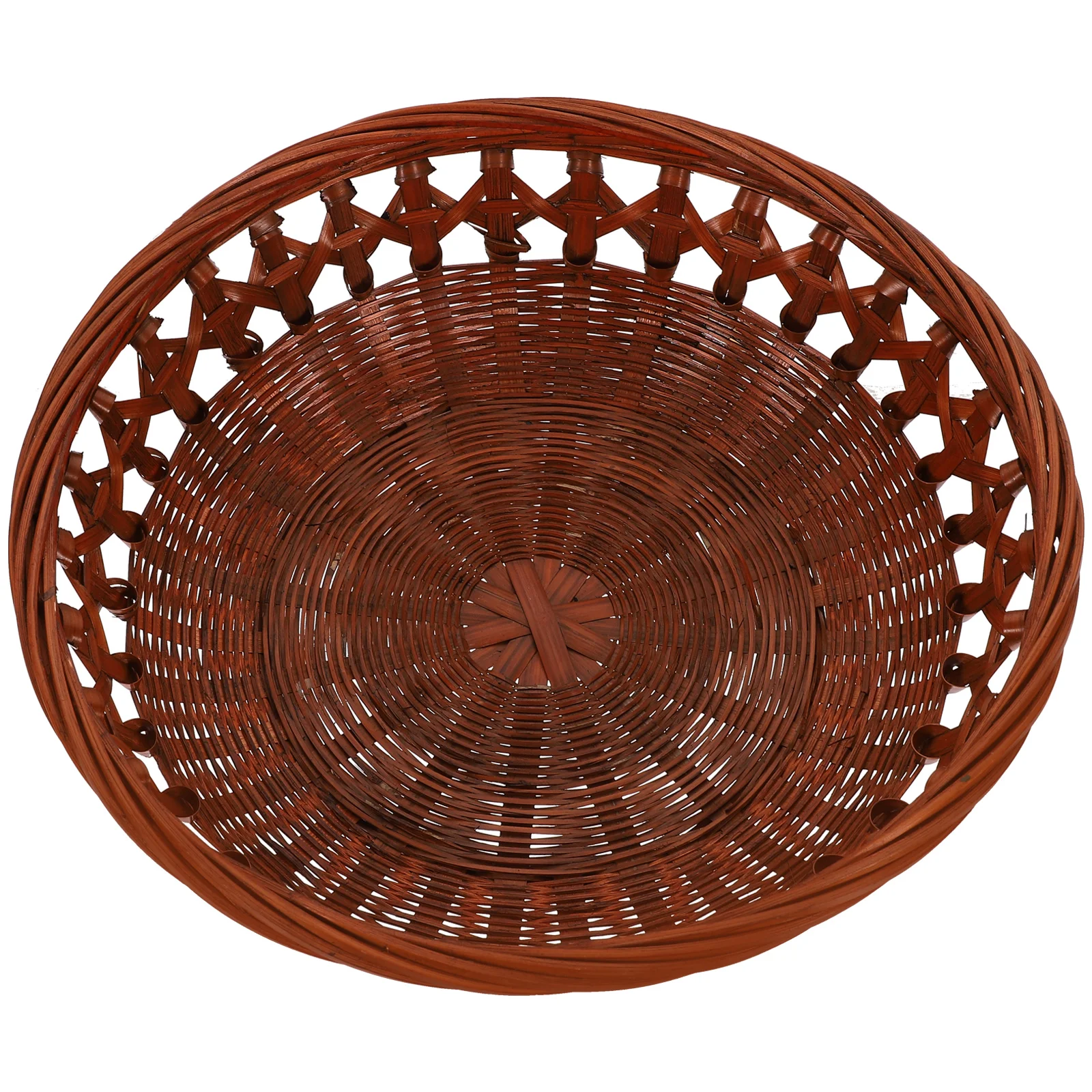 

Bamboo Woven Basket 27cm Retro Large Mouth Storage Container for Vegetables Fruits Clothes Kitchen Organizer Sturdy Base Safe