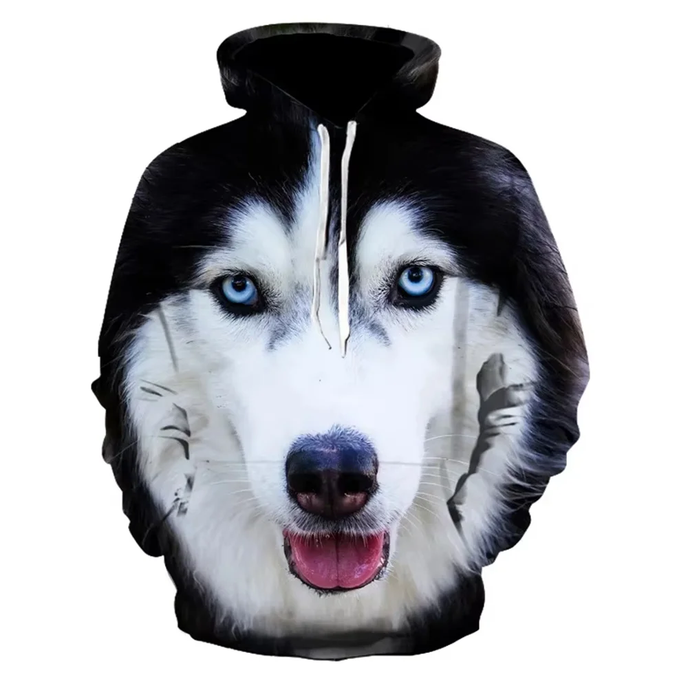 New Dog Funny 3D Print Hoodies Men Women Animals Wolf Oversized Hoodie Pullovers Hooded Sweatshirts Tracksuit Coats Kid Clothing