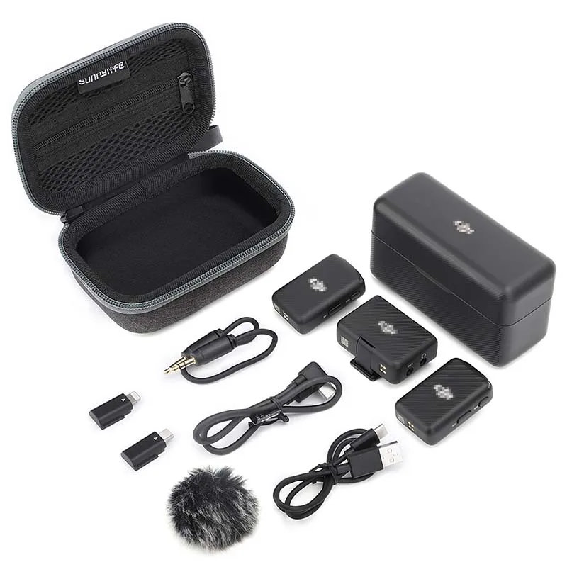 Portable Case Mic charging box transmitter receiver phone adapter data cable magnet clip bag For action camera DJI Mic