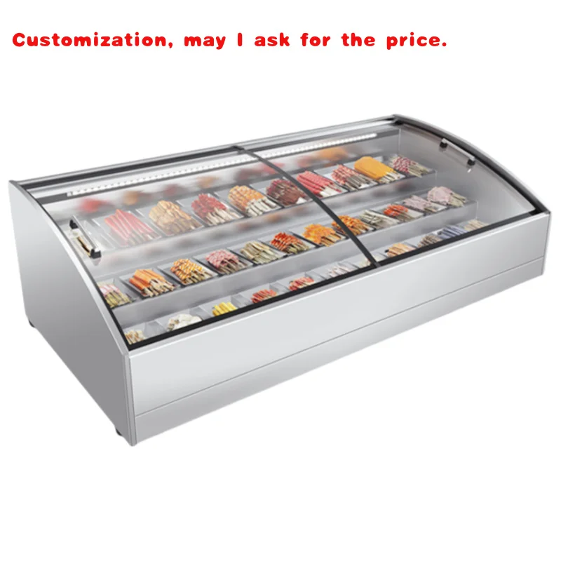 custom.9- Stainless Steel Countertop Three-tier Display Refrigerator Cabinet Meat Refrigerator Counter Display