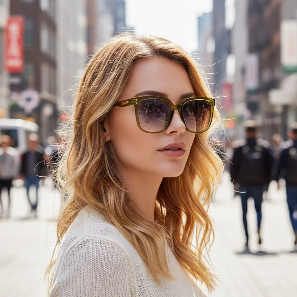 Übergroße Sonnenbrille im koreanischen Ins-Stil für Damen, UV400-Schutz, Gesichtsverschlankung, vielseitig einsetzbar und Sonnenschutz 5343 – Detail 1