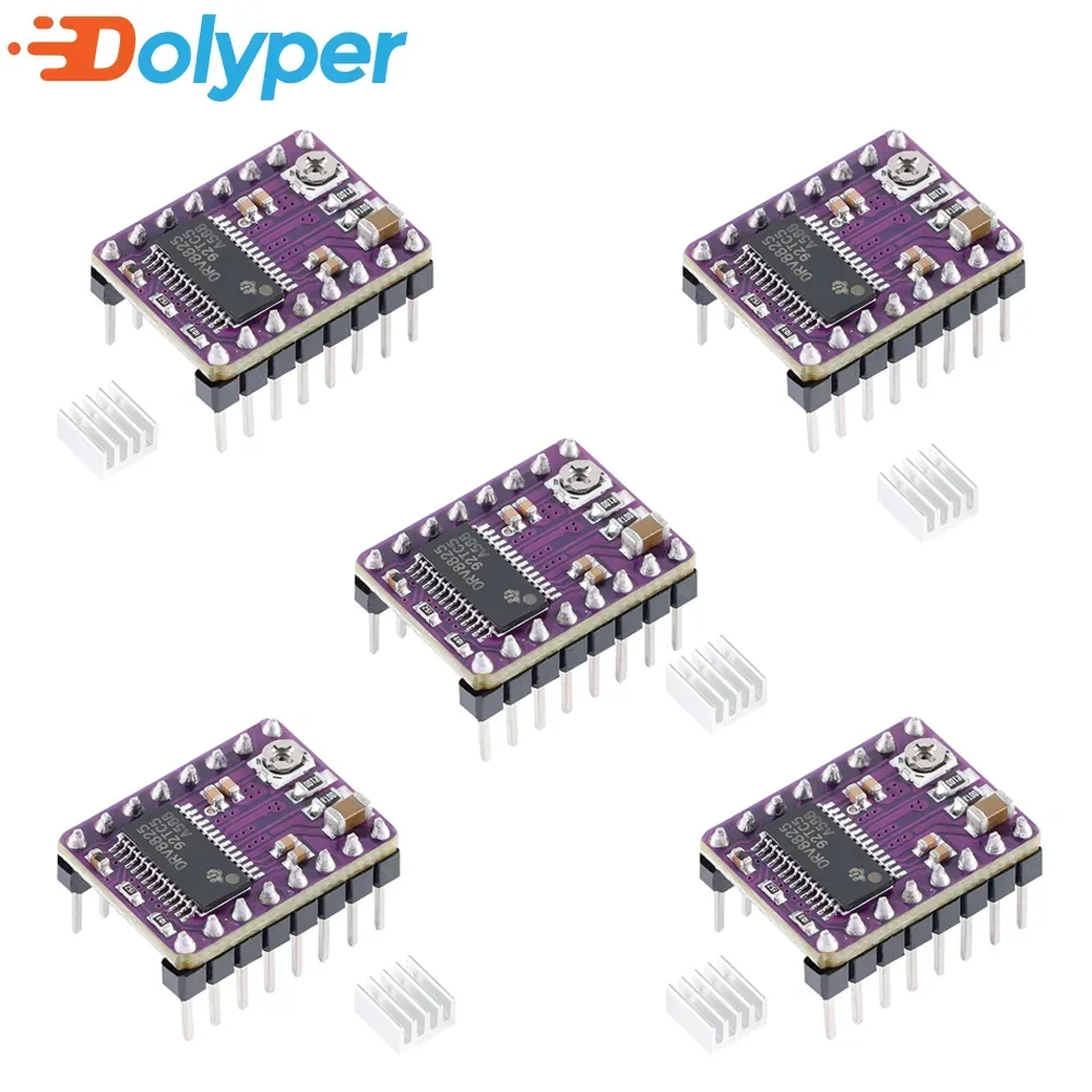 

Шаговый Драйвер DRV8825, модуль драйвера шагового двигателя DRV8825 для 3D-принтера, 4-слойная печатная плата, отправка радиатора, 5 шт.