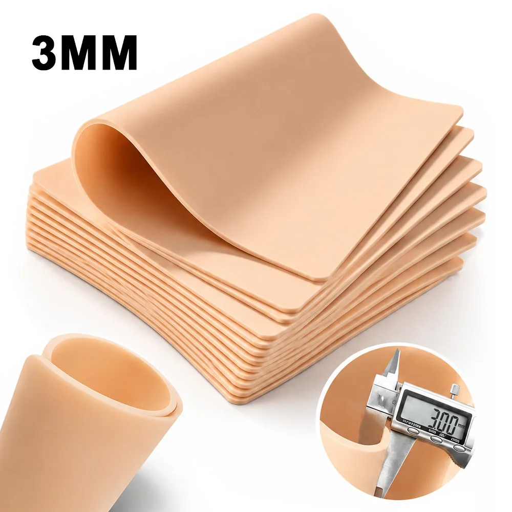3MM Tattoo Practice Skin Silicone Fake Skin 2Sizes Double-Sided Synthetic Leather Tattoo Beginner Training Skin Tattoo Accessory