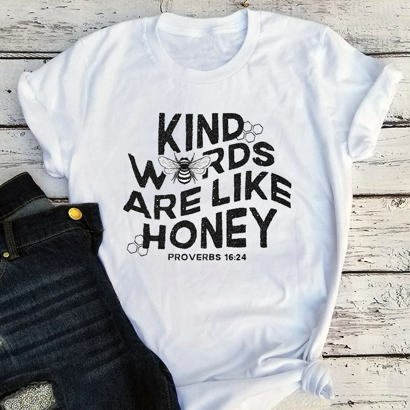 Kind Words T-shirts Goth Retro Christian Women Clothing Vintage Bible Tops Aesthetic Clothes Christian T Shirts