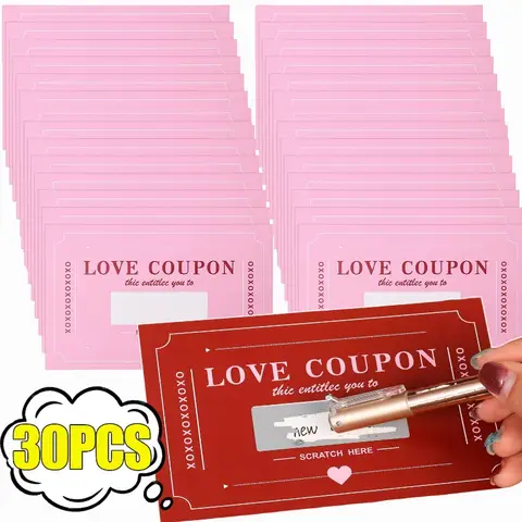 10/30PCS Scratch Card Vouchers Love Coupons Wedding Birthday Anniversary Creative DIY Gifts Couple Romantic Date Scratch Cards