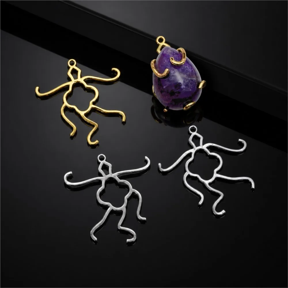 2Pcs Multi Types Irregular 18K Gold Plated Hollow Pendant Blank Setting Base For DIY Necklace Earrings Jewelry Making Finding