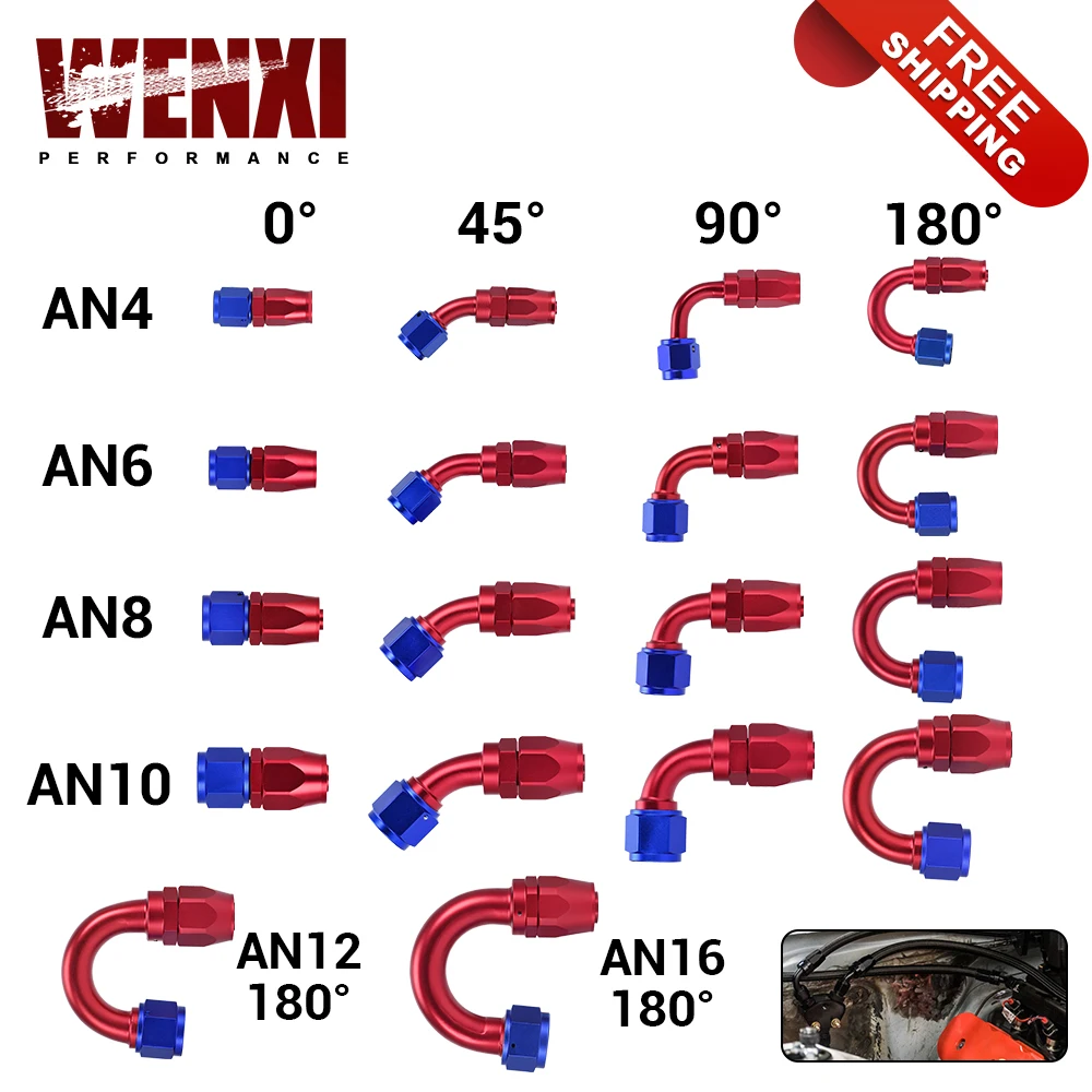 Universal AN4 AN6 AN8 AN10 AN12 AN16 Straight 45 90 120 180 Degree Oil Fuel Swivel Hose End Fitting Oil Hose End Adaptor Kit