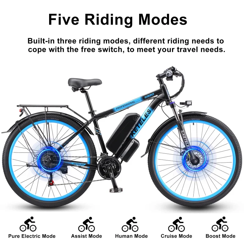 

Factory 29" Electric Mountain Bike Waterproof Off-Road E-Bike with Dual Disc Brakes for Trail/Camping Adventure Mountain Bicycle