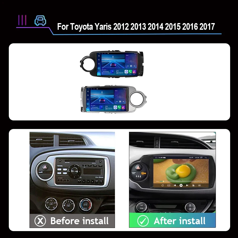 Car Radio Android 16 Carplay For Toyota Yaris 2012 2013 2014 2015 2016 2017 Navigation GPS Multimedia Player Stereo WIFI BT Auto