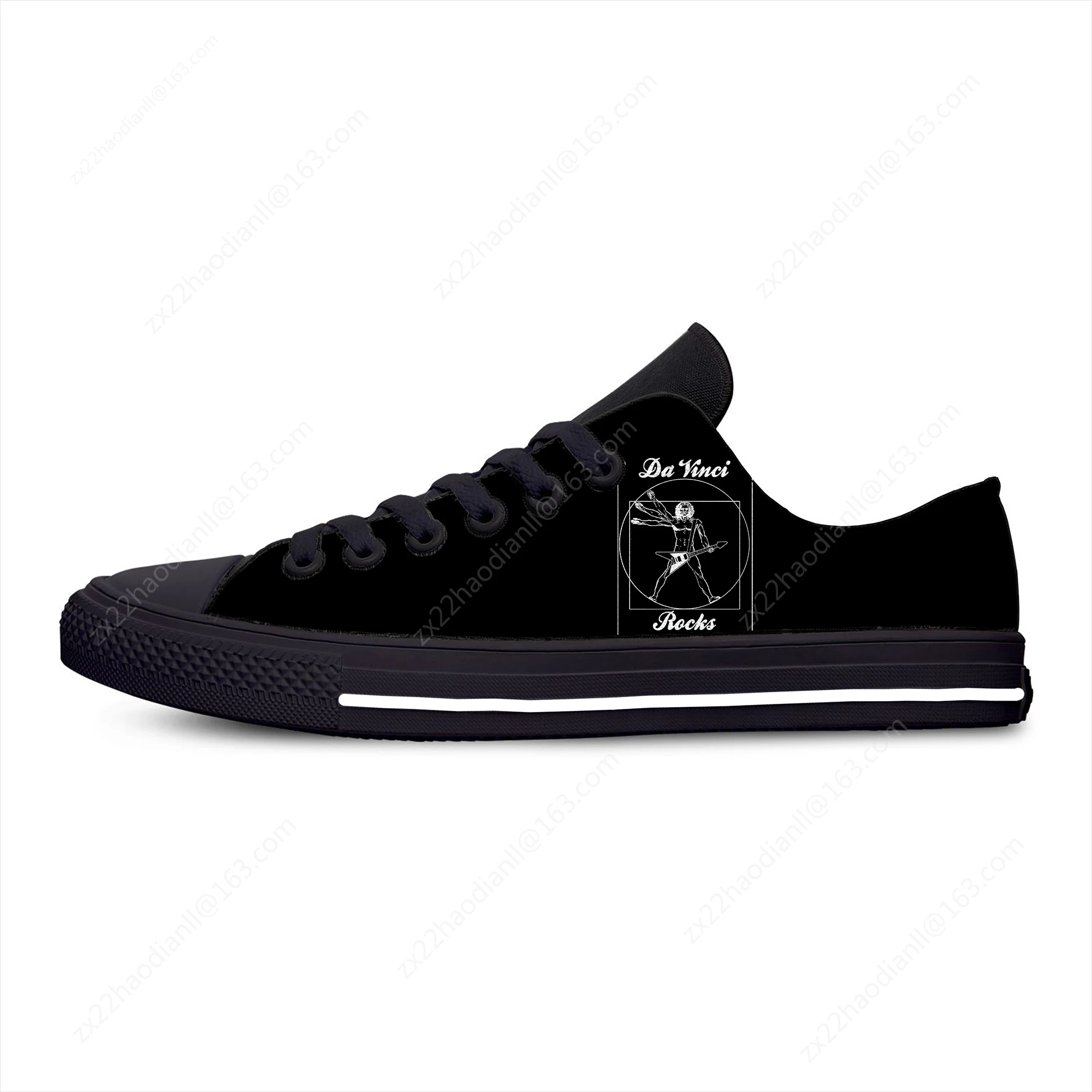 Da Vinci guitar rock band Fashion Funny Classic Casual Cloth Shoes Low Top Lightweight Breathable 3D Printed Men women Sneakers