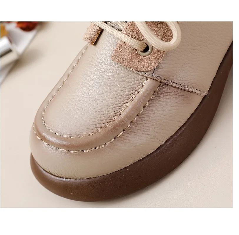 Newest natural cow leather oxfords shoes women's laced up loafers woman luxury vintage brogues flats ladies commute office shoes