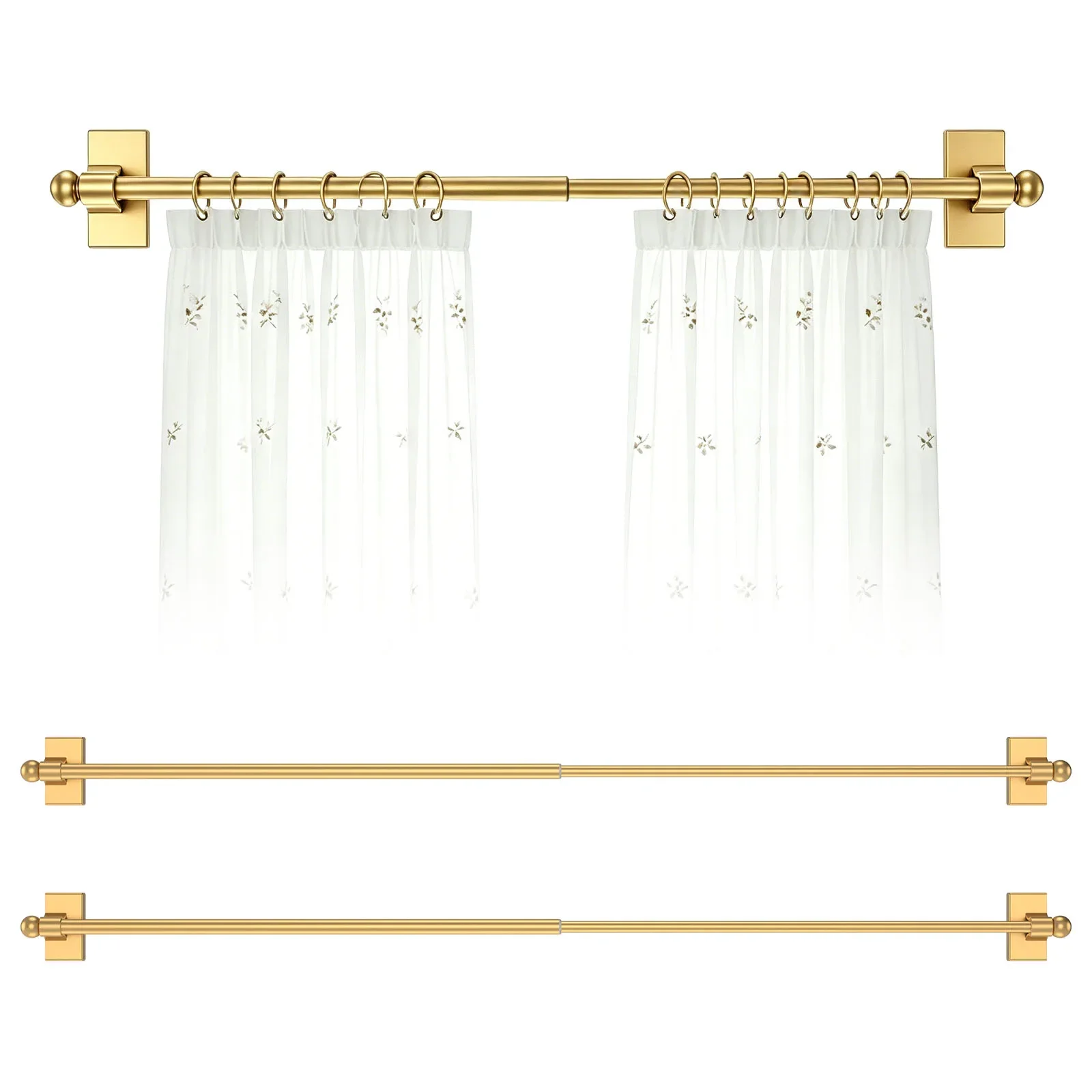 2Pcs Universal Magnetic Curtain Rod 44 cm to 85 cm Adjustable Window Curtain Rod Easy Install Magnetic Towel Holder Rod for Home