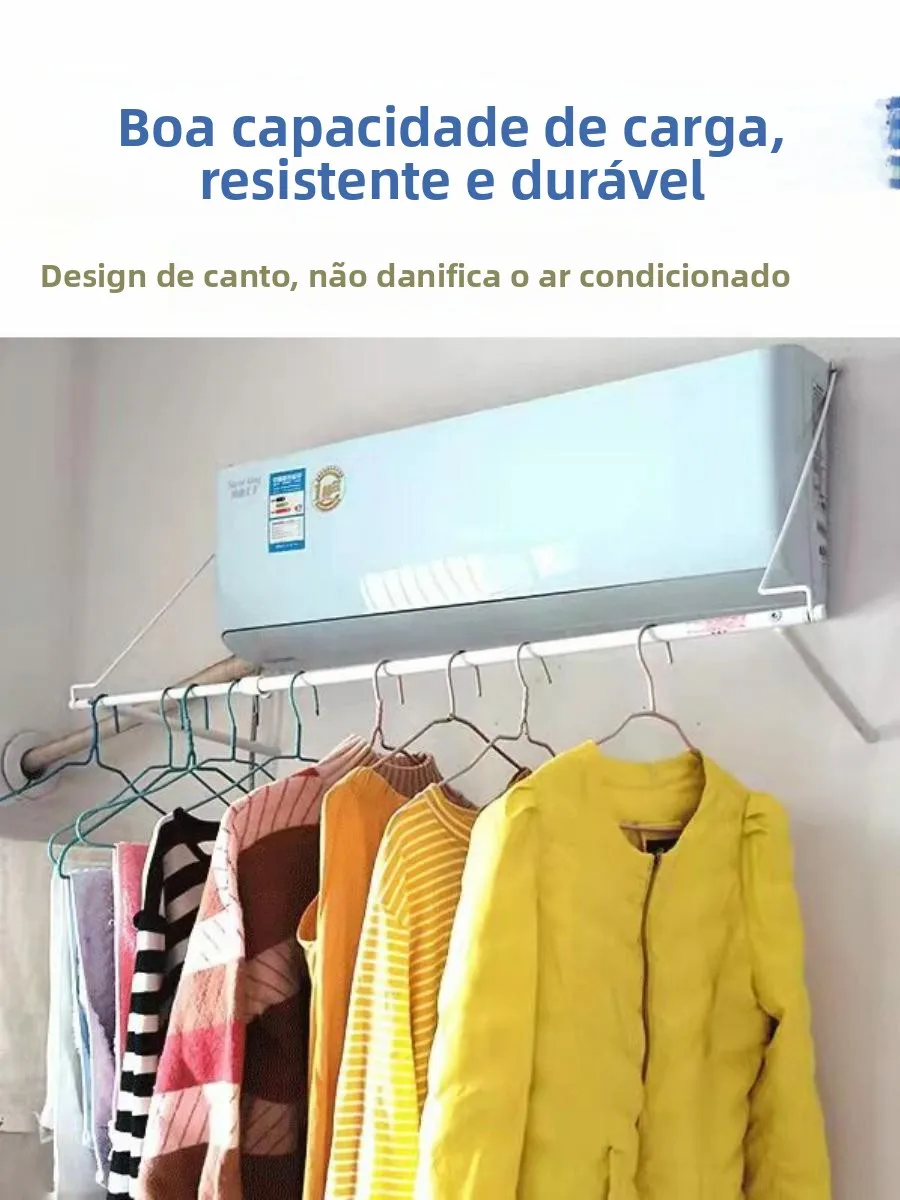 home-use-no-drilling-air-conditioner-outlet-clothes-drying-rack-single-rod-foldable-dryer-dormitory-clothes-drying-tool