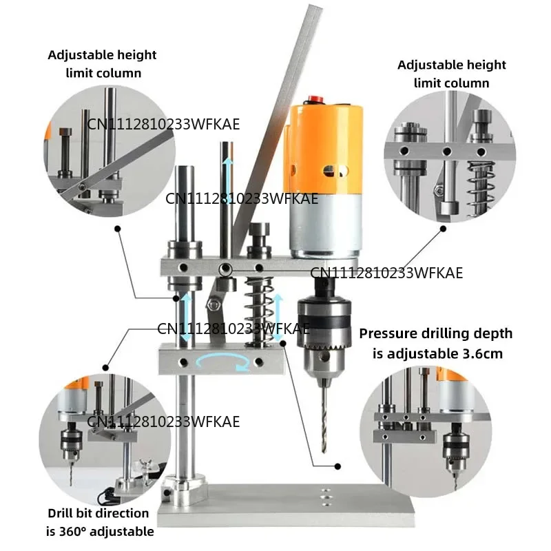 Benchtop Drill Press High Precision PCB Drilling Machine Woodworking Drilling Home DIY Desktop Mini Drill for Wooden Jade