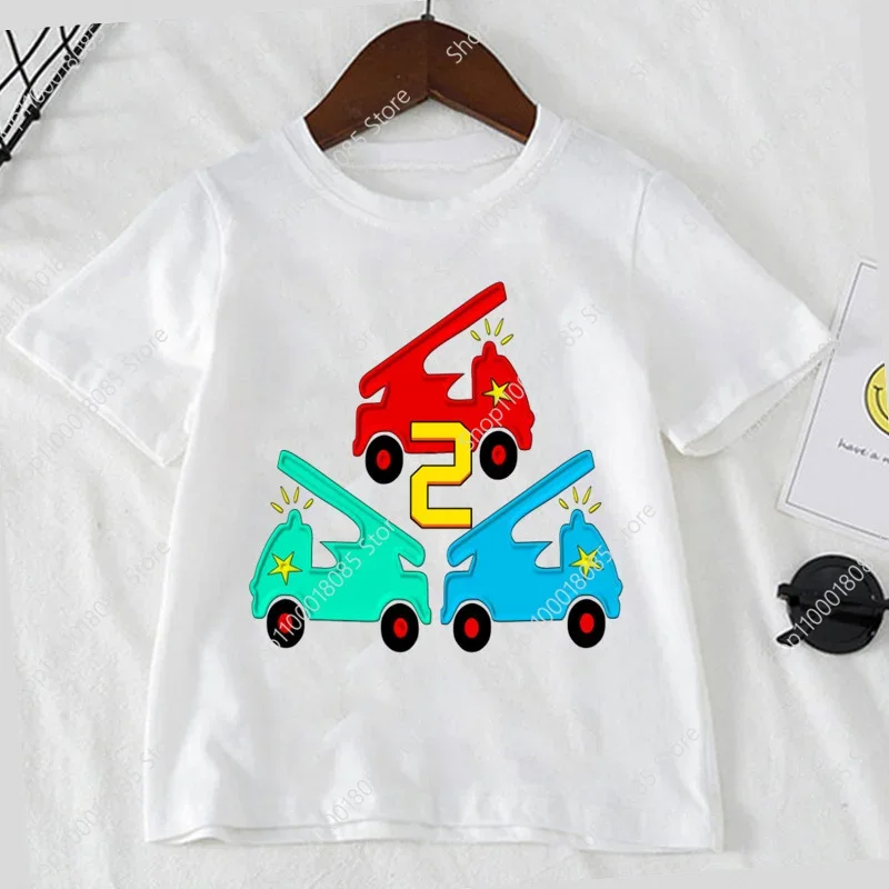 T-shirt hip-hop pour enfants, haut numérique décontracté, dessin animé anime Kawaii, vêtements pour garçons et filles, voiture