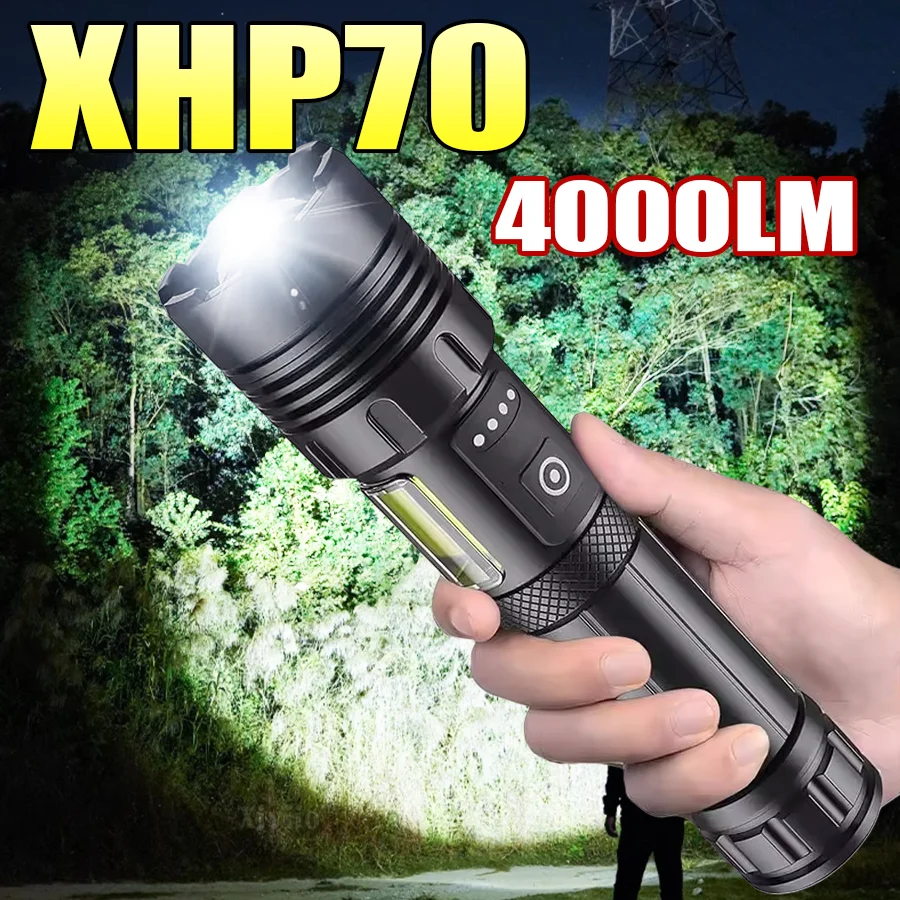 

2025 4000LM XHP70 Most Powerful LED Flashlight USB Rechargeable Lamp Ultra Powerful Flashlight Tactical Lantern Camping Torch