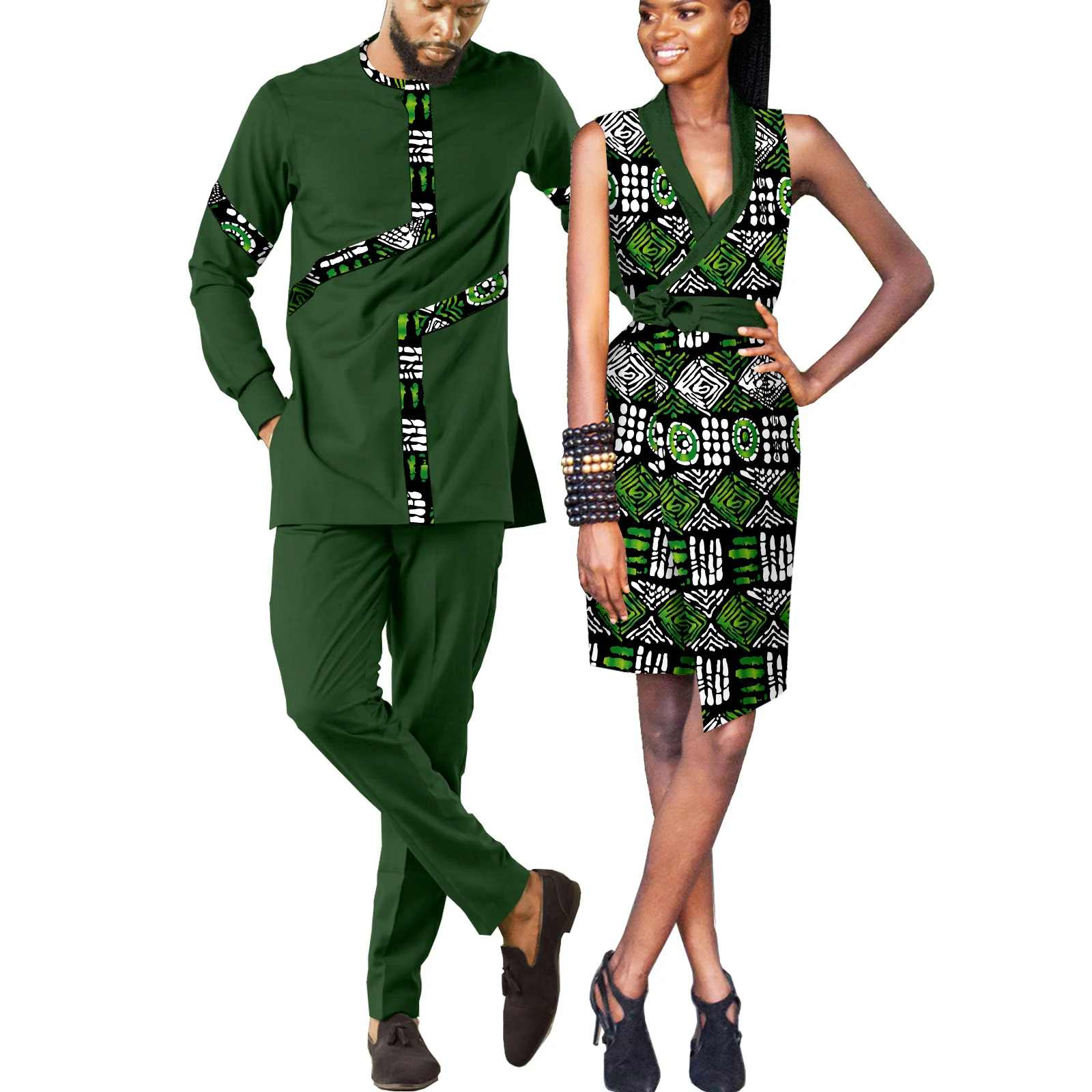 

Ankara Print Dress 100% Cotton African Tribal Attire for Lovers African Couple Clothing Wedding Party