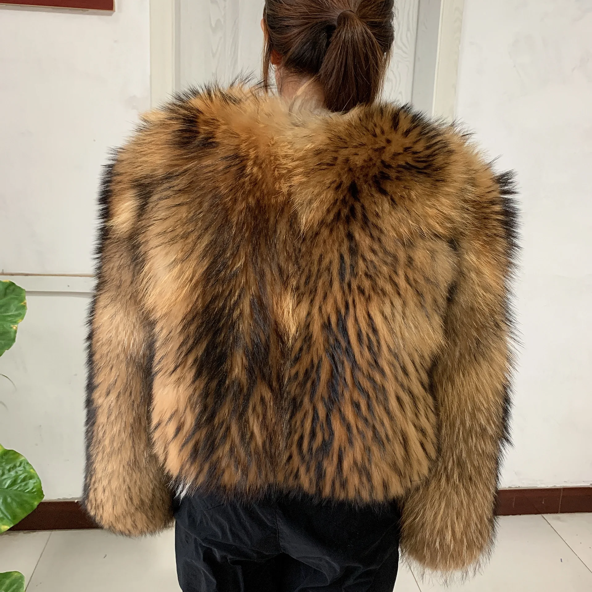 Women\'s fur coat Natural raccoon fur coat made from whole fur real fox fur coat High quality luxury fur coat keep warm in winter