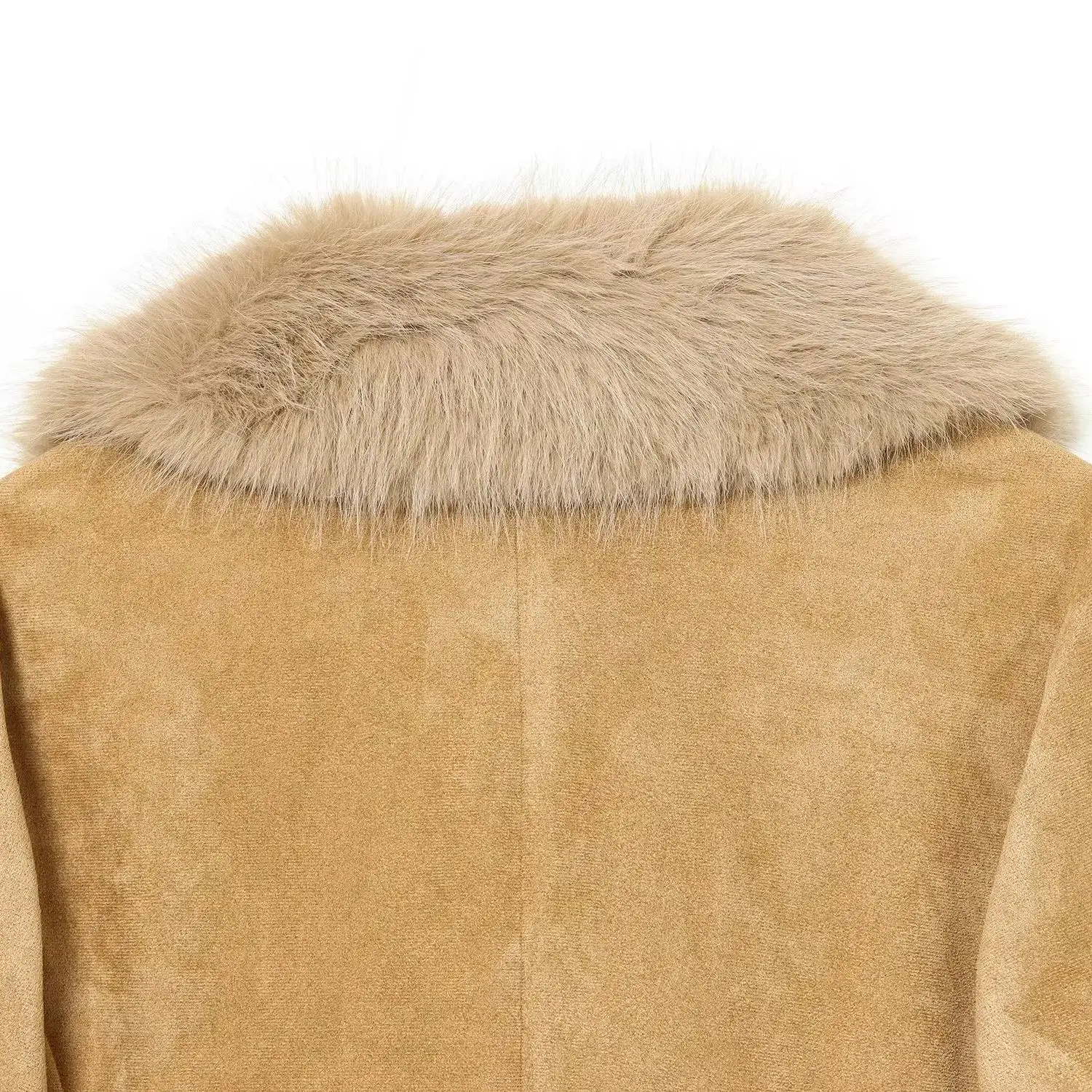 2025 DONNA Moda Stile Europeo e Americano Inverno Nuovo Pelle Scamosciata Effetto Pelliccia Sintetica Manica Lunga Giacca Tuta Sportiva Mujer