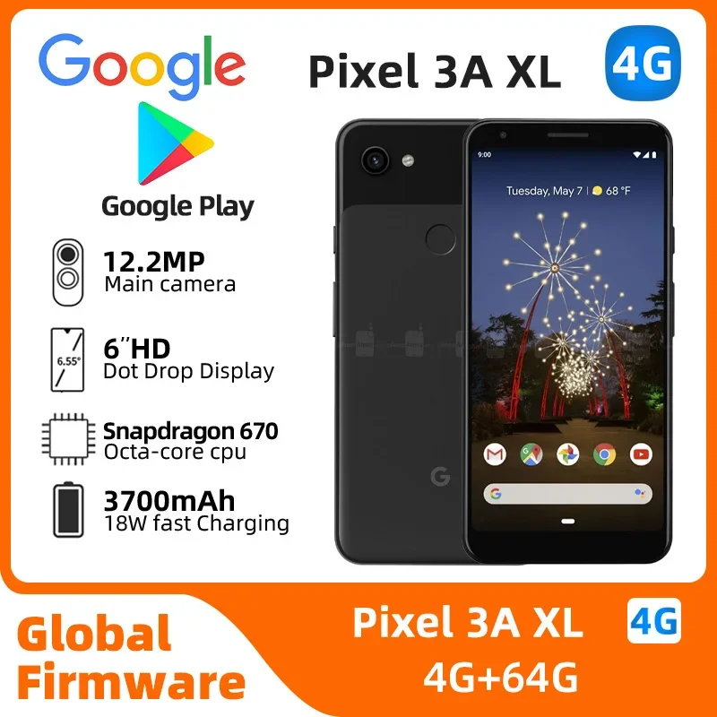 Google pixel 3a xl 4G 6Inch OLED Screen Snapdragon670 18W Super Charge 3700mAh Battery OTG used phone