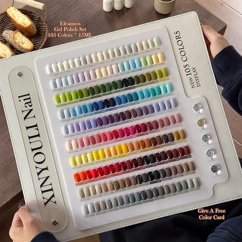105 Colors Solid Gel Polish Pure Color Nail Lacquer All Seasons Trendy Colors Soak Off UV Gel Nail Art Set DIY Manicure Salon