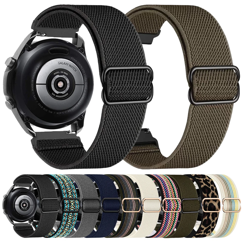 20mm 22mm Nylon Loop Elastic Strap for Samsung Galaxy Watch 7/6/5 Pro/4/classic/3/Active 2/Gear S3 Adjustable Braided WatchBands