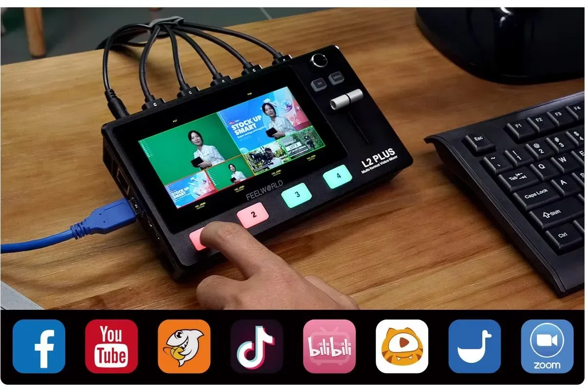 USD348 5.5inch Screen 4 channel 4 hd mi lan usb3.0 Video Switcher Mixer Fast Live Streaming Broadcast TV Studio Events