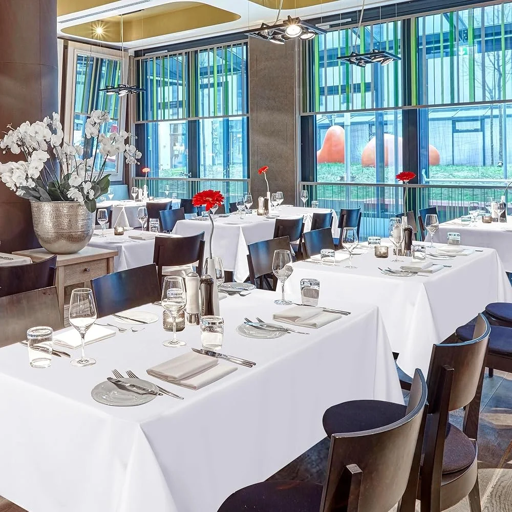 مفارش طاولة مستطيلة 8 عبوات من نسيج البوليستر القابل للغسل، أغطية طاولة متينة مقاومة للتجاعيد وحفلات الزفاف والولائم #4