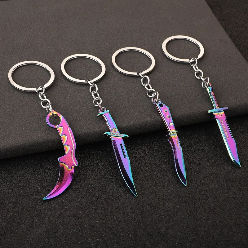 Mini Valorant Melee Reaver Keychain, Jogo Periférico Samurai Devil Dagger, Metal Chaveiro Pingente, Presente da jóia masculina, 2.0