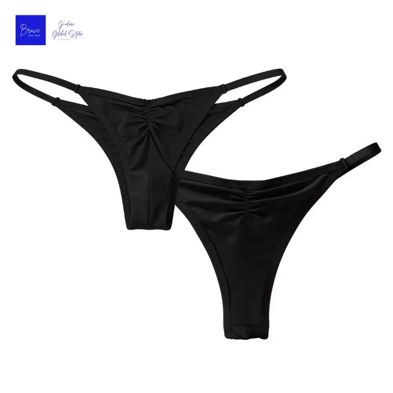 Celana dalam pria sutra es ukuran AS, g-string pinggang rendah seksi, celana T belakang tanpa jahitan bernapas, pakaian dalam olahraga fitness ukuran jumbo