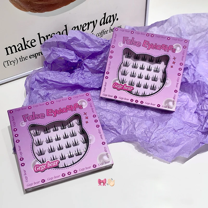 رموش صناعية خالية من الغراء من Gege bear تجعيد بشكل طبيعي وهي جذور مميزة ثلاثية الأبعاد. الرموش الصناعية #4