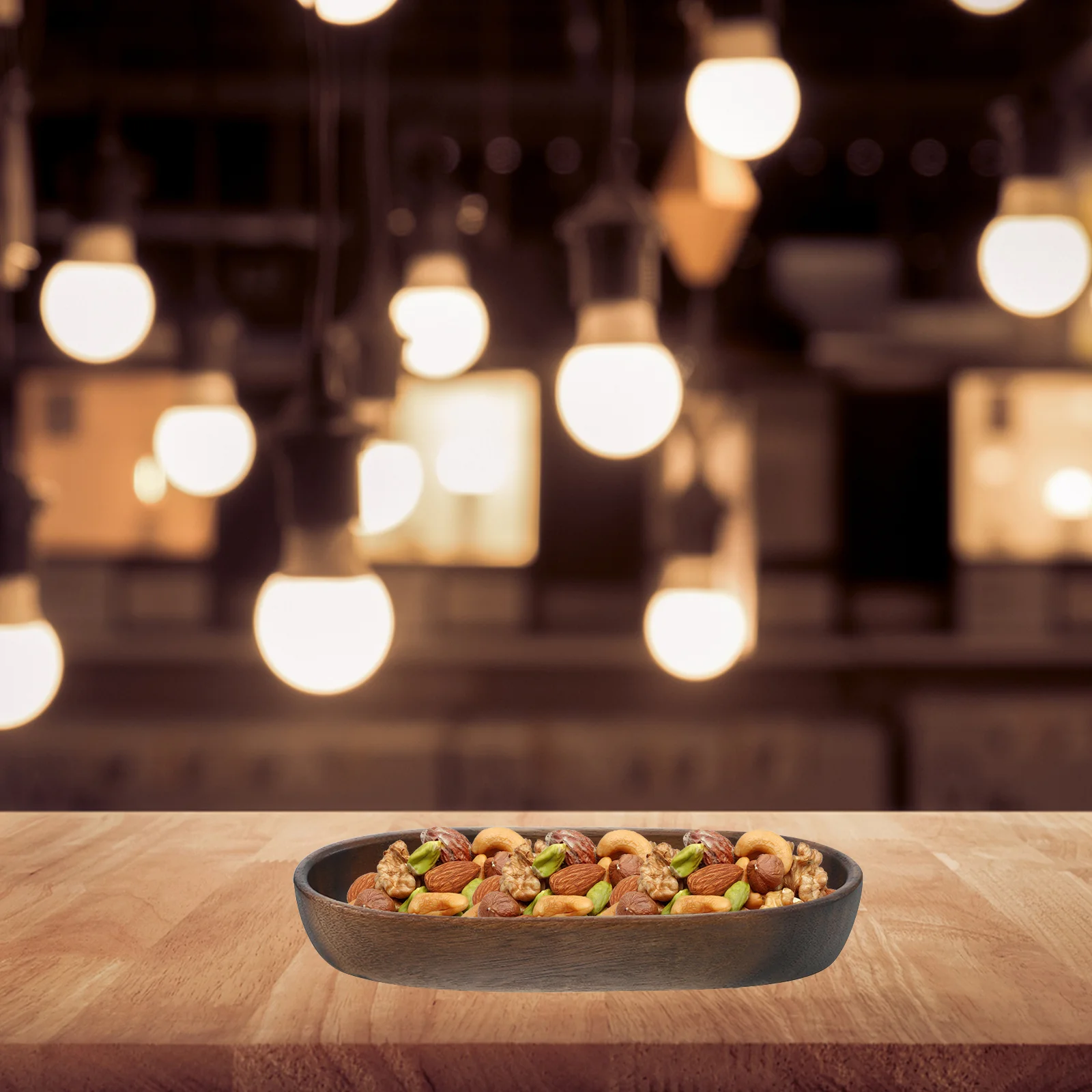 

Boat Shaped Wooden Serving Tray Unique Design Natural Wood Material Multi Functional Use for Fruits Snacks Salads Home