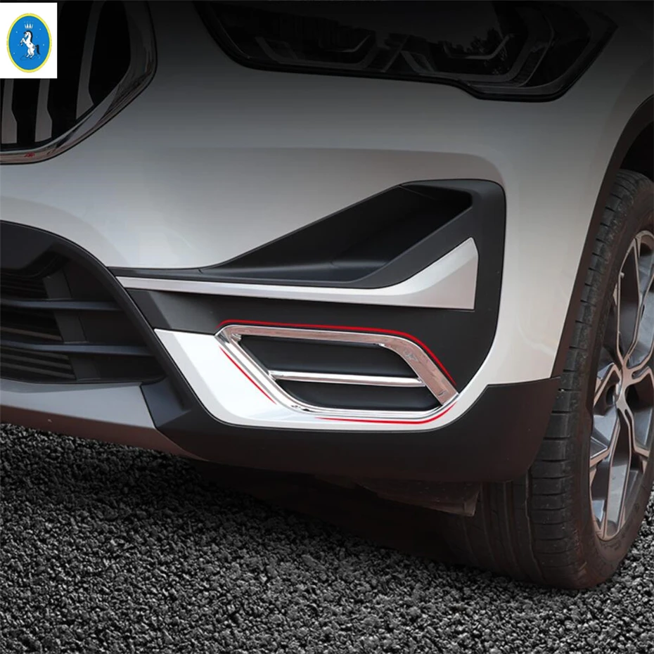 

Front Bumper Fog Lights Lamps Frame Decoration Cover Trim ABS Chrome Exterior Refit Kit Accessories Fit For BMW X1 F48 2020 2021