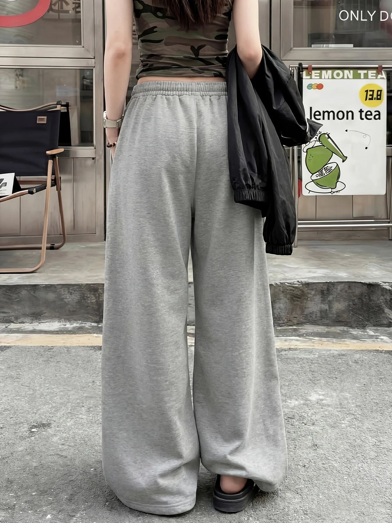 Damen Street-Style Casual Jogginghose mit Engel-Print Neuheiten für den Frühling Fleece Loose Fit Streetwear Oversized – Detail 5