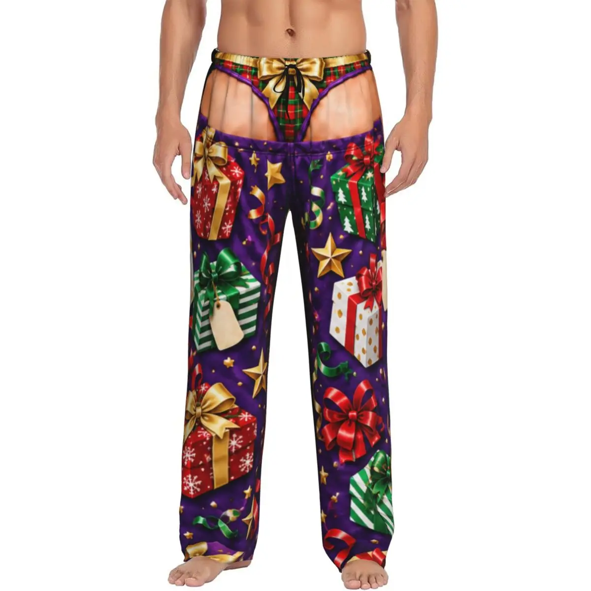 Merry Christmas Santa Claus Snowman Mens Pajama Pants Soft Comfy Lounge Pants Sleep Bottoms