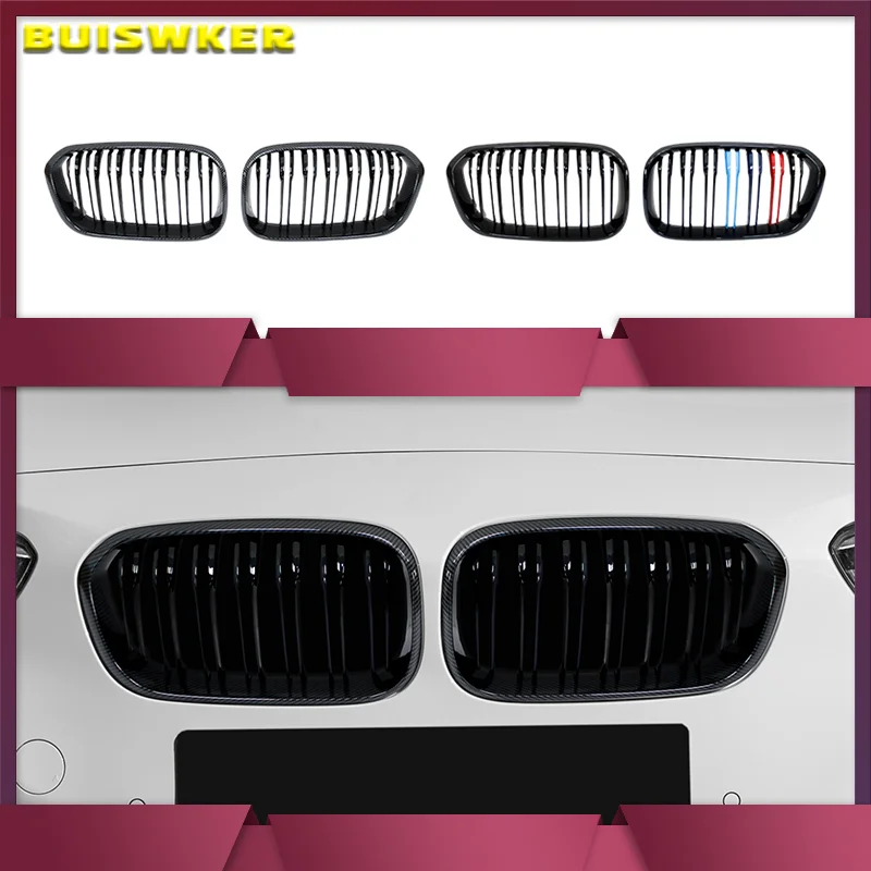 For BMW 1 Series F20 F21 LCI 120i 2016 2017 Double Slat Replacement Grille Car Front Bumper Grilles Kidney Racing Grill