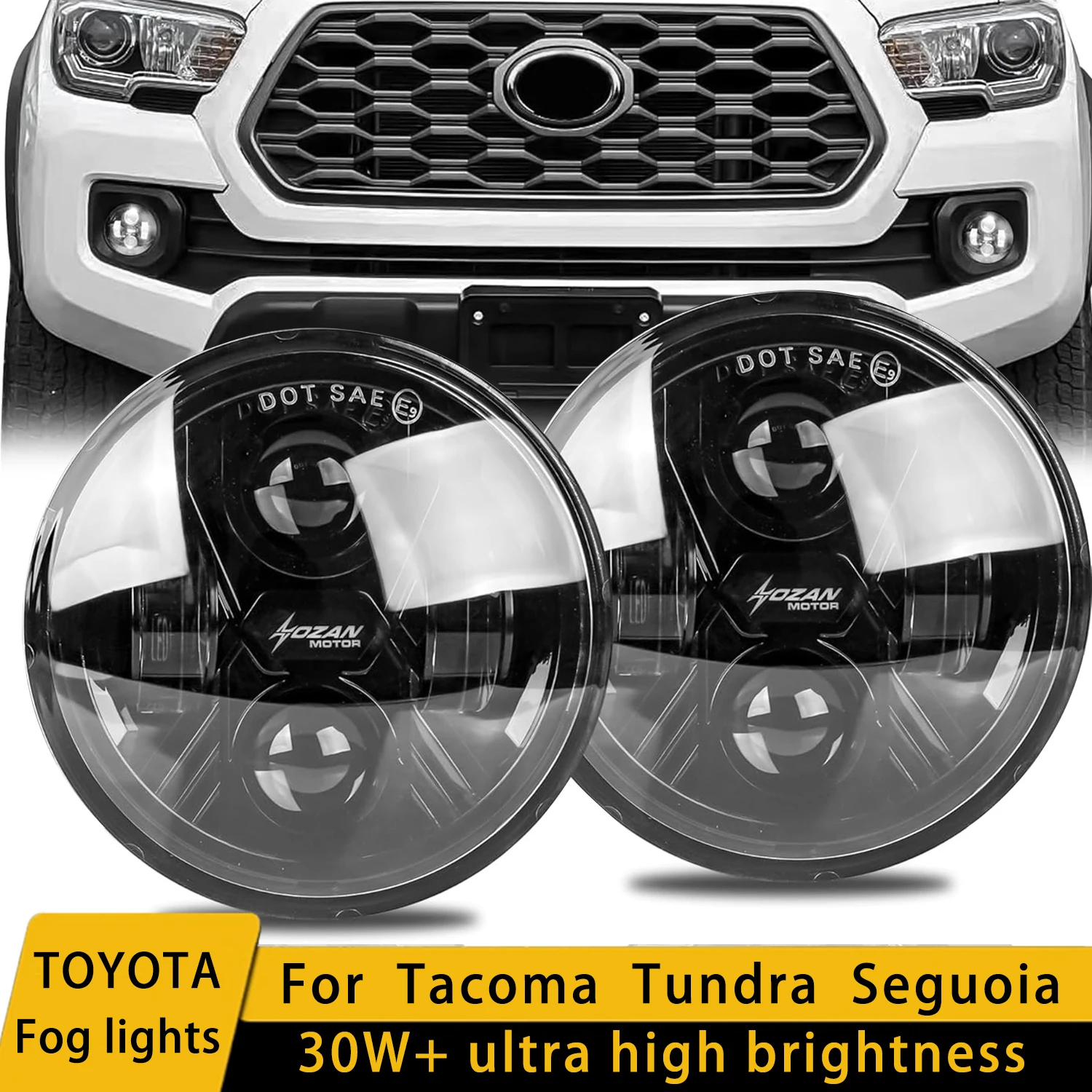 

Круглые светодиодные противотуманные фары 4,7 дюйма для Toyota - 30 Вт+, сверхвысокая яркость, одобрены DOT/SAE, водонепроницаемость IP68, Plug and Play для Tacoma