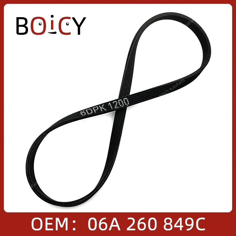 BOICY Generator Belt Air Multi-ribbed belt for Beetle Golf Jetta Bora Sharan Polo A3 TT Leon Toledo Octavia 06A260849C 6DPK1200